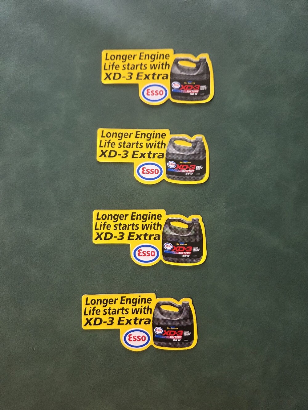 Vintage Esso XD-3 Extra Engine Oil Vinyl Magnets - Lot of 4